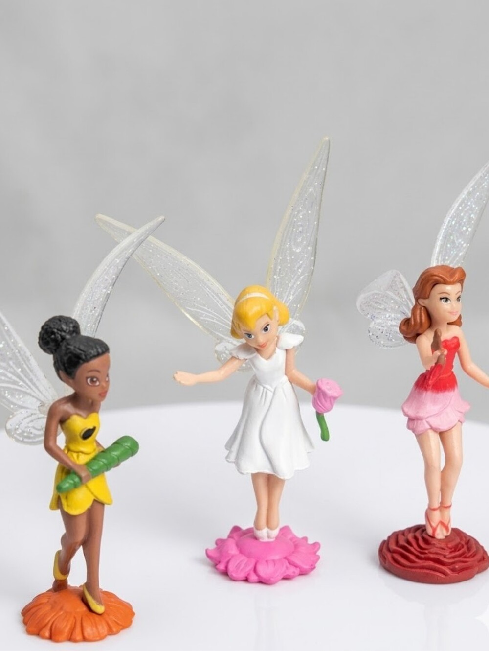 Disney Fairies Figurine Set - White Dress Tinker Bell, Rosetta, Iridessa